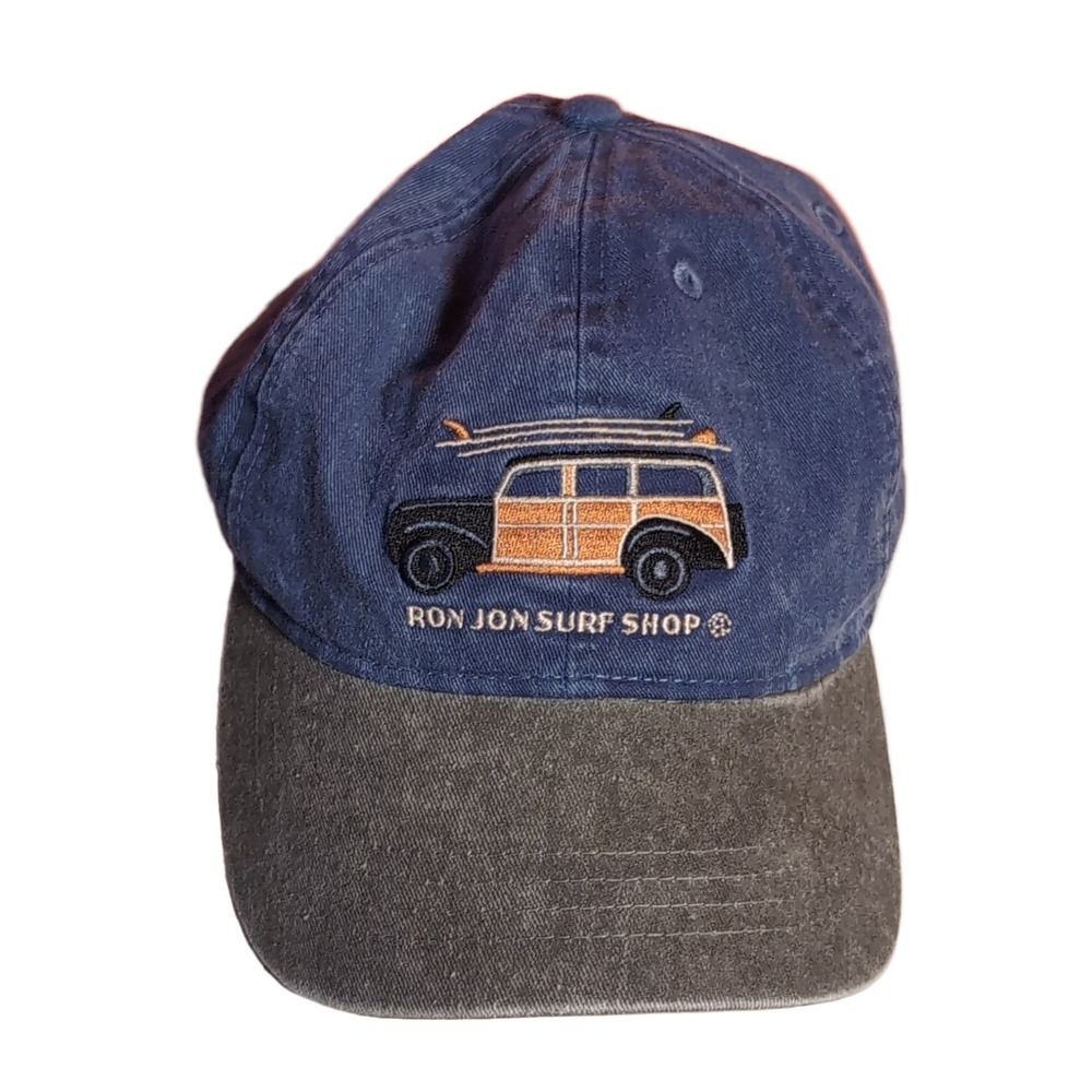 Ron Jon Surf Shop Woody Wagon Surfboard Embroidered Baseball Cap Men Blue Grey
